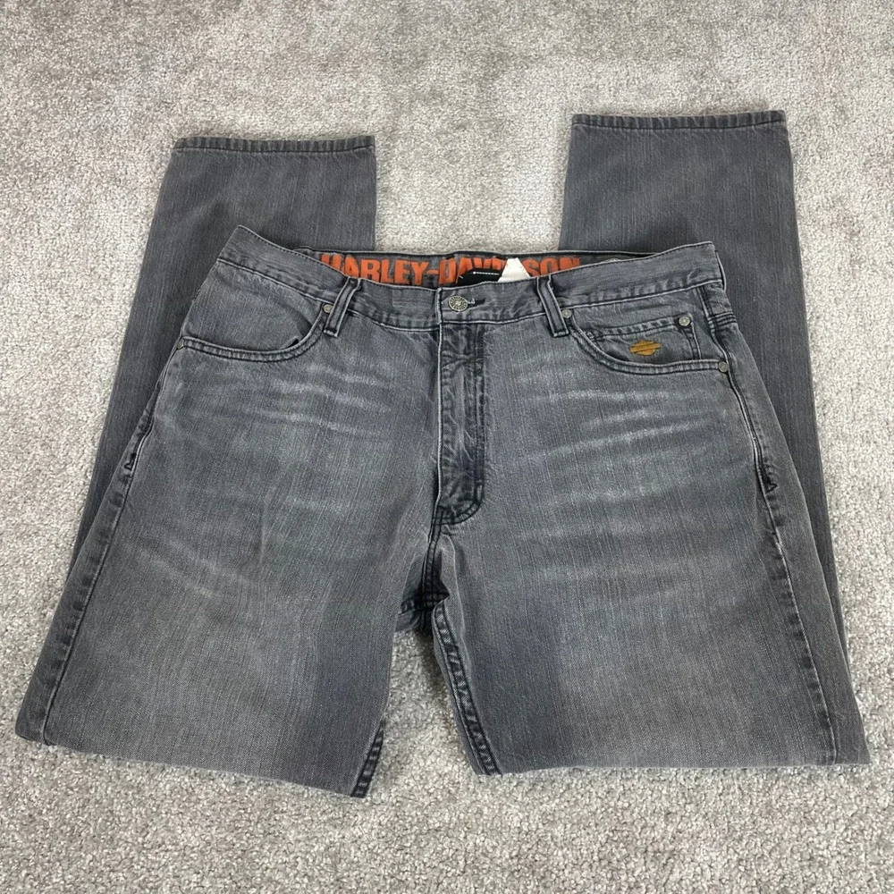 Harley Davidson Jeans Mens 36 x 31 Straight Faded Y2K Biker Moto (Tag 36x34)